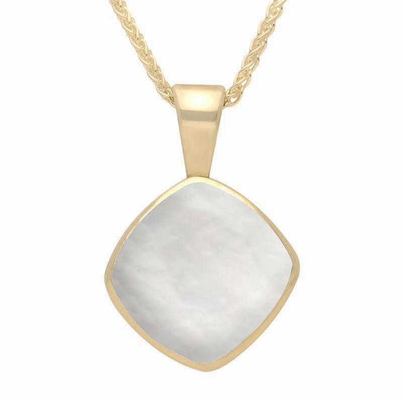 9ct Yellow Gold Mother of Pearl Cushion Shaped Necklace