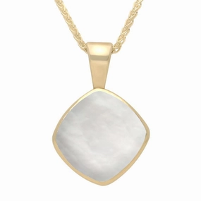 9ct Yellow Gold Mother of Pearl Cushion Shaped Necklace