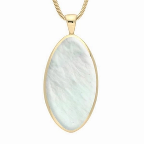 9ct Yellow Gold Mother of Pearl Large Oval Necklace