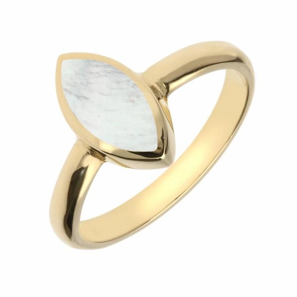 9ct Yellow Gold Mother of Pearl Marquise Ring