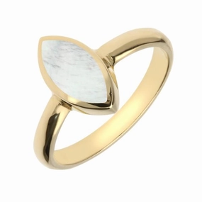 9ct Yellow Gold Mother of Pearl Marquise Ring
