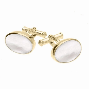9ct Yellow Gold Mother Of Pearl Oval Cushion Cufflinks