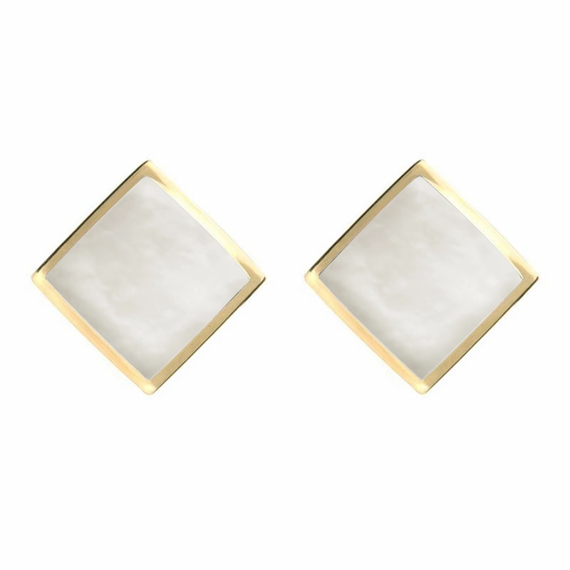 9ct Yellow Gold Mother of Pearl Rhombus Earrings