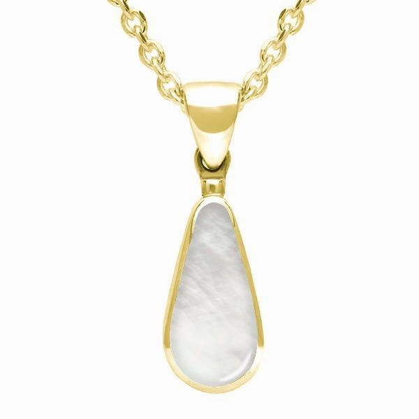 9ct Yellow Gold Mother of Pearl Small Pear Necklace