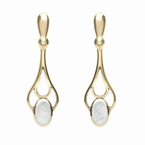 9ct Yellow Gold Mother of Pearl Spoon Drop Earrings