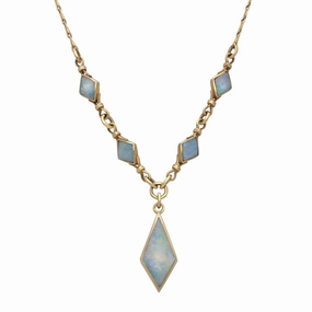 9ct Yellow Gold Opal Dinky Diamond Shaped Necklace