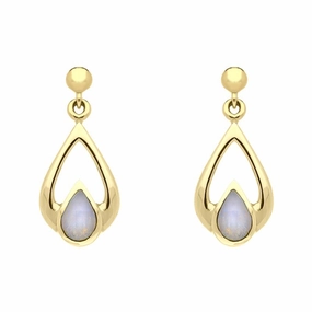 9ct Yellow Gold Opal Pear Tear Drop Earrings