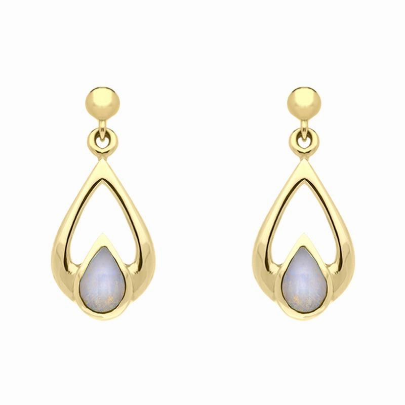 9ct Yellow Gold Opal Pear Tear Drop Earrings
