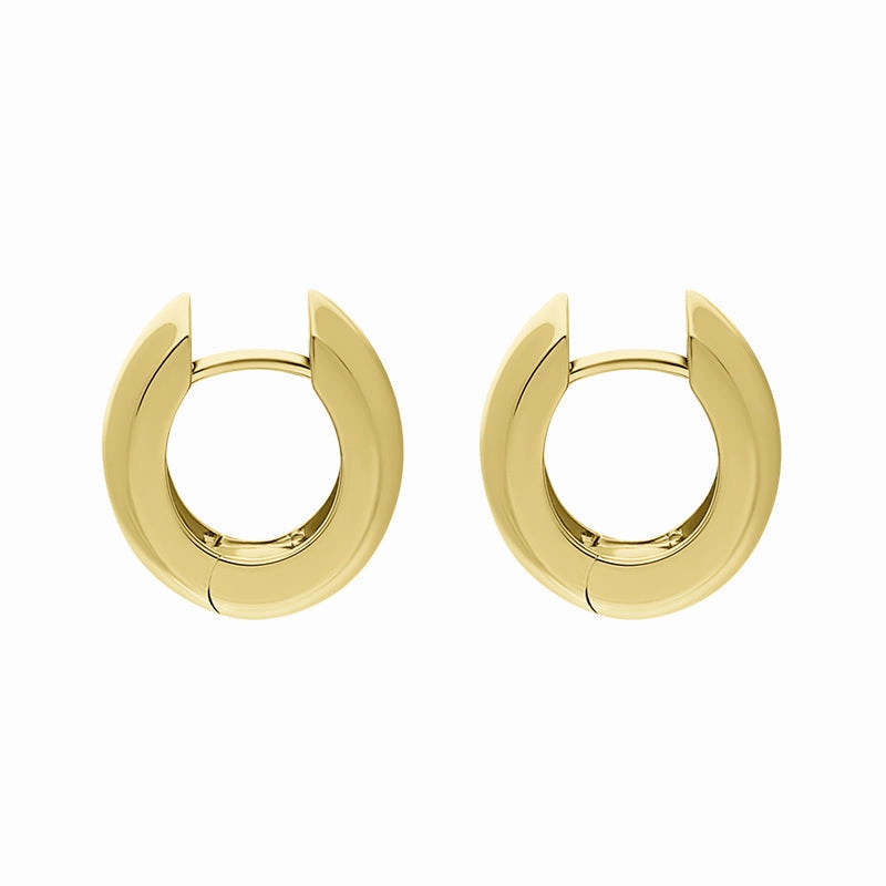 9ct Yellow Gold Oval Domed Hoop Earrings