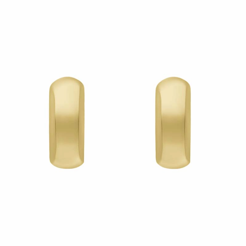 9ct Yellow Gold Oval Domed Hoop Earrings