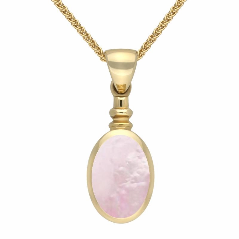 9ct Yellow Gold Pink Mother Of Pearl Bottletop Necklace