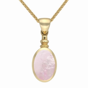 9ct Yellow Gold Pink Mother Of Pearl Bottletop Necklace