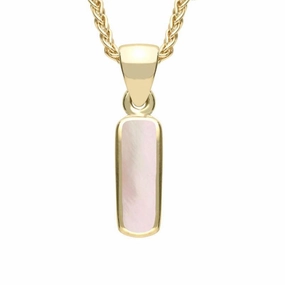 9ct Yellow Gold Pink Mother of Pearl Dinky Oblong Necklace
