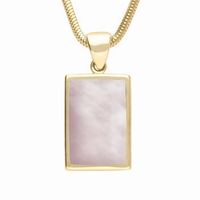 9ct Yellow Gold Pink Mother of Pearl Oblong Necklace