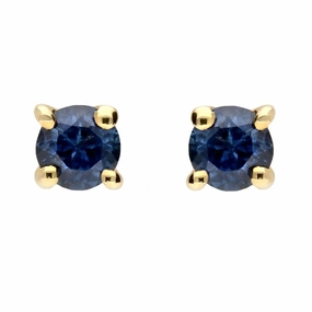 9ct Yellow Gold Sapphire 3mm Round Claw Set Stud Earrings