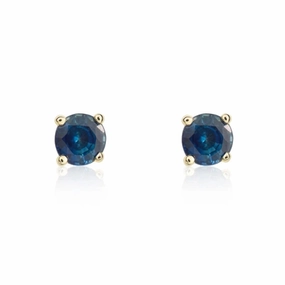 9ct Yellow Gold Sapphire 4mm Round Claw Set Stud Earrings