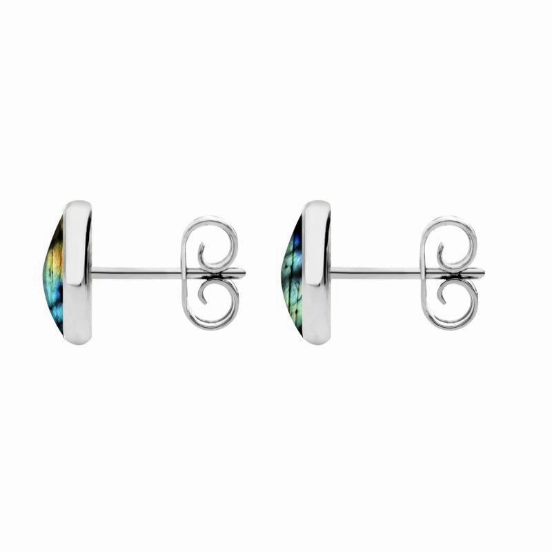 9ct Yellow Gold Spectrolite 8mm Classic Large Round Stud Earrings