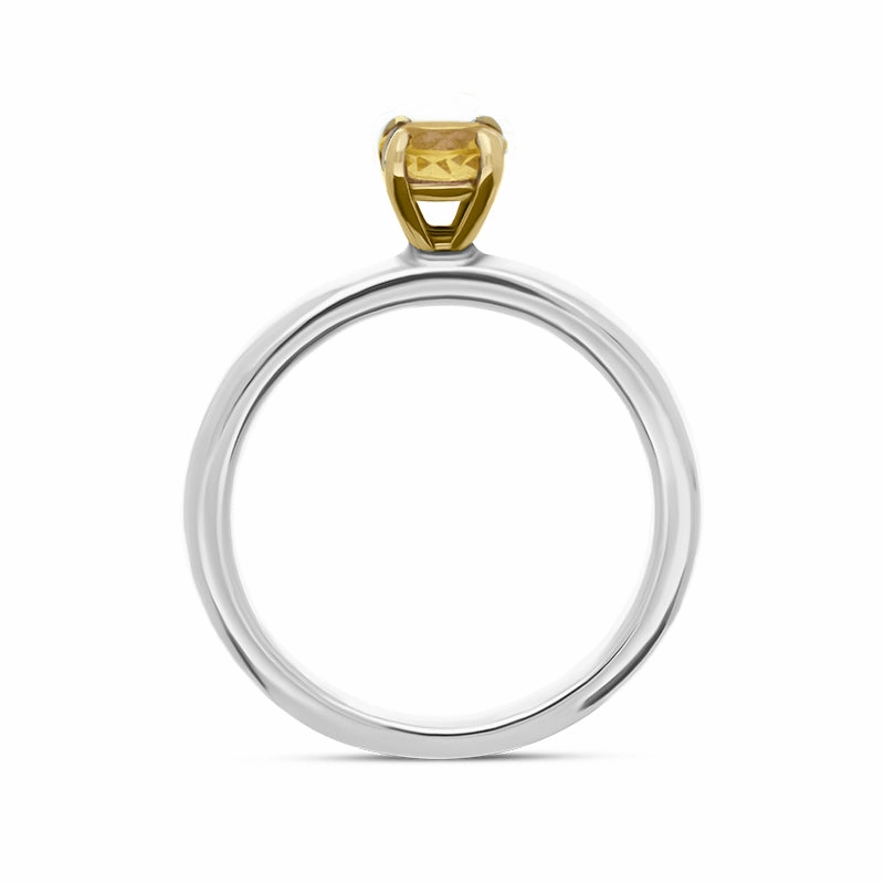 9ct Yellow Gold Sterling Silver Citrine Stepping Stones 5mm Round Claw Set Ring