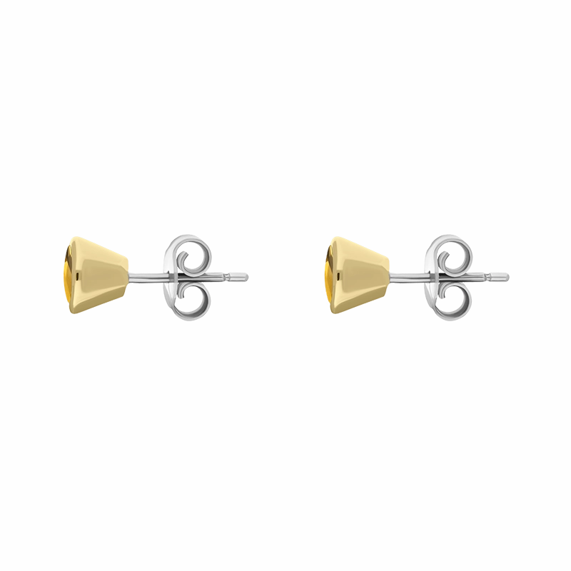 9ct Yellow Gold Sterling Silver Citrine Stepping Stones 5mm Round Stud Earrings
