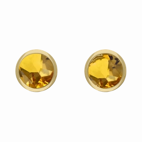 9ct Yellow Gold Sterling Silver Citrine Stepping Stones 5mm Round Stud Earrings