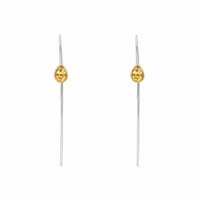 9ct Yellow Gold Sterling Silver Citrine Stepping Stones 5x7mm Pear Drop Hook Earrings