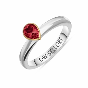 9ct Yellow Gold Sterling Silver Garnet Stepping Stones 5x7mm Pear Cut Bezel Set Ring