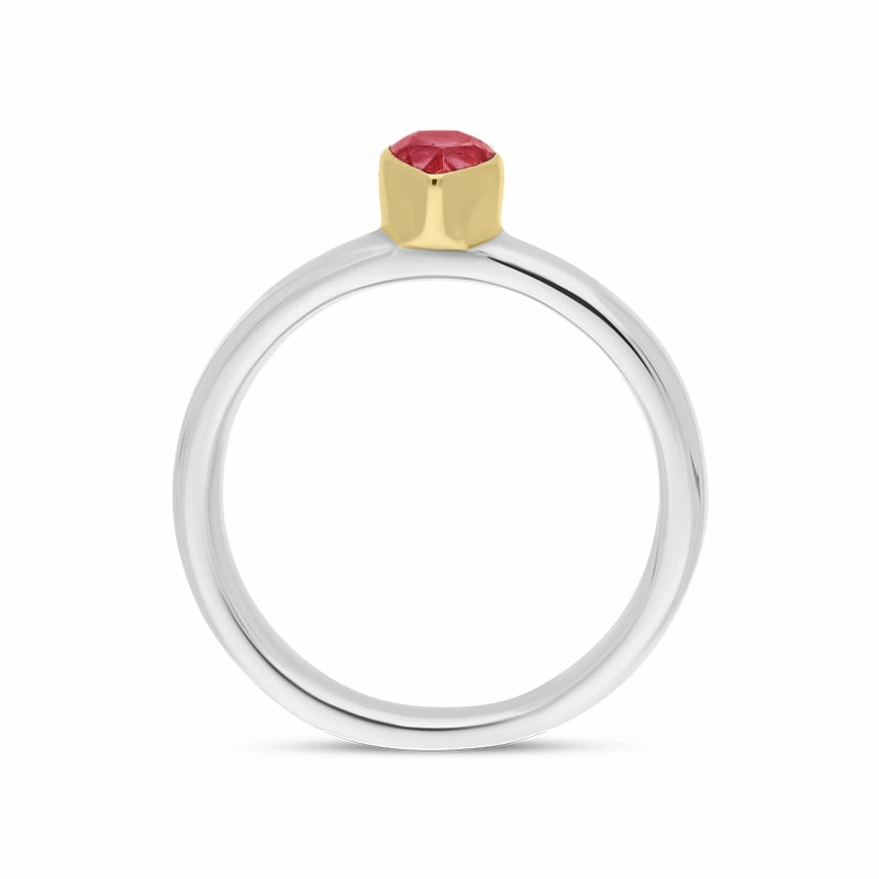 9ct Yellow Gold Sterling Silver Garnet Stepping Stones 5x7mm Pear Cut Bezel Set Ring