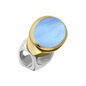 9ct Yellow Gold Sterling Silver Moonstone Stepping Stones 6x8mm Oval Charm