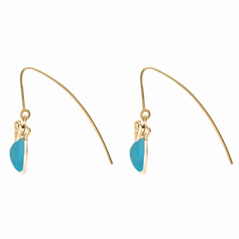 9ct Yellow Gold Turquoise Bee Small Hook Earrings