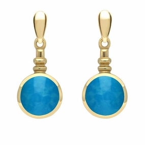9ct Yellow Gold Turquoise Bottle Top Drop Earrings