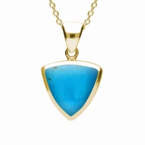9ct Yellow Gold Turquoise Curved Triangle Necklace