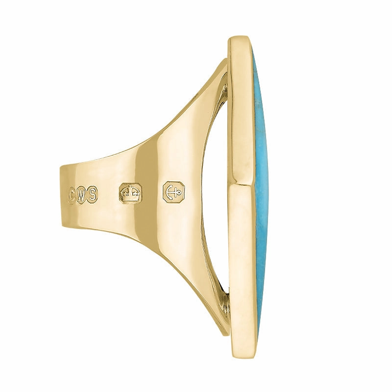 9ct Yellow Gold Turquoise Hallmark Medium Rhombus Ring