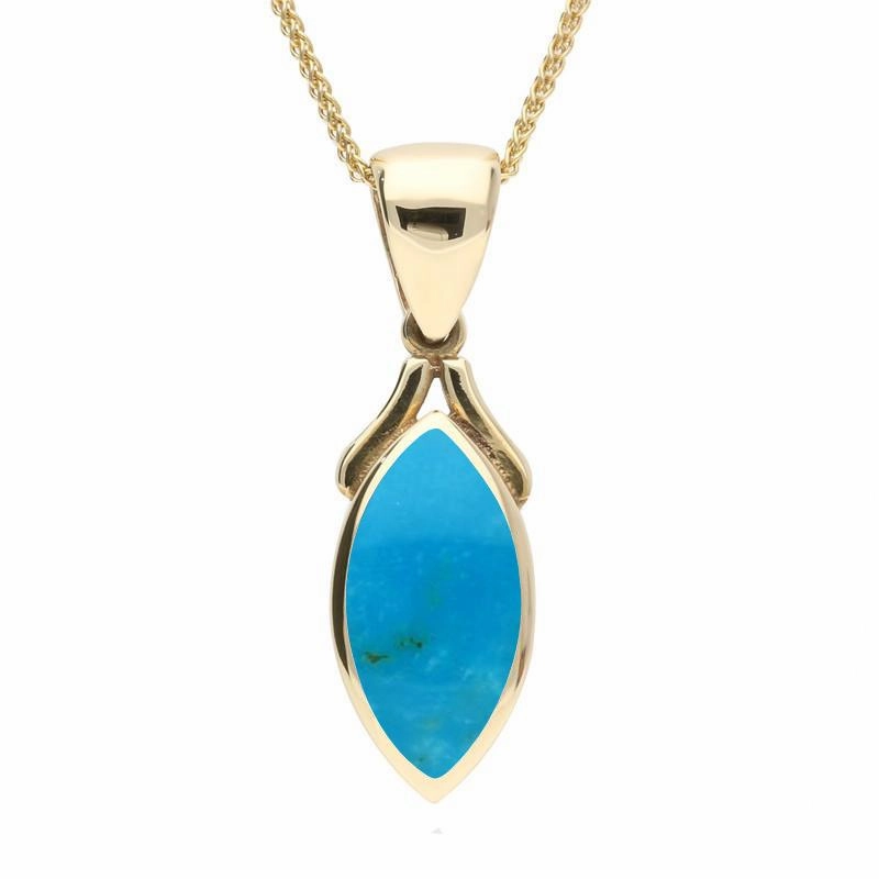 9ct Yellow Gold Turquoise Marquise Necklace