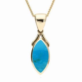 9ct Yellow Gold Turquoise Marquise Necklace