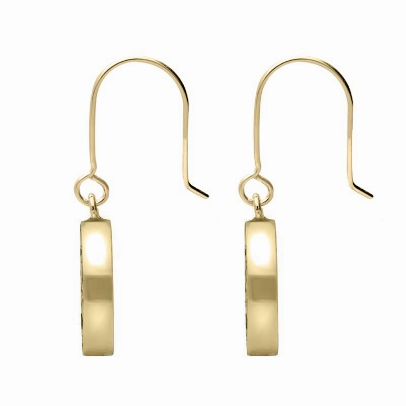 9ct Yellow Gold Turquoise Round Large Tree of Life Leaves Drop Earrings