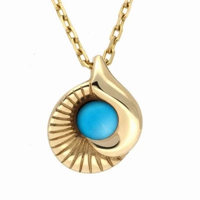 9ct Yellow Gold Turquoise Seashell Necklace