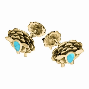 9ct Yellow Gold Turquoise Sheep Chain Link Cufflinks