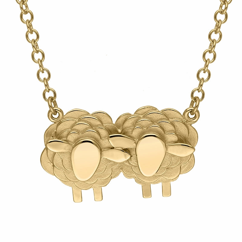 9ct Yellow Gold Two Large Sheep Necklace