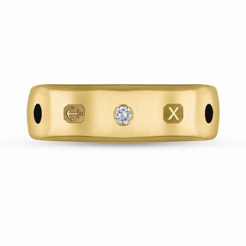 9ct Yellow Gold Whitby Jet 0.09ct Diamond Queen's Jubilee Hallmark 6mm Ring D