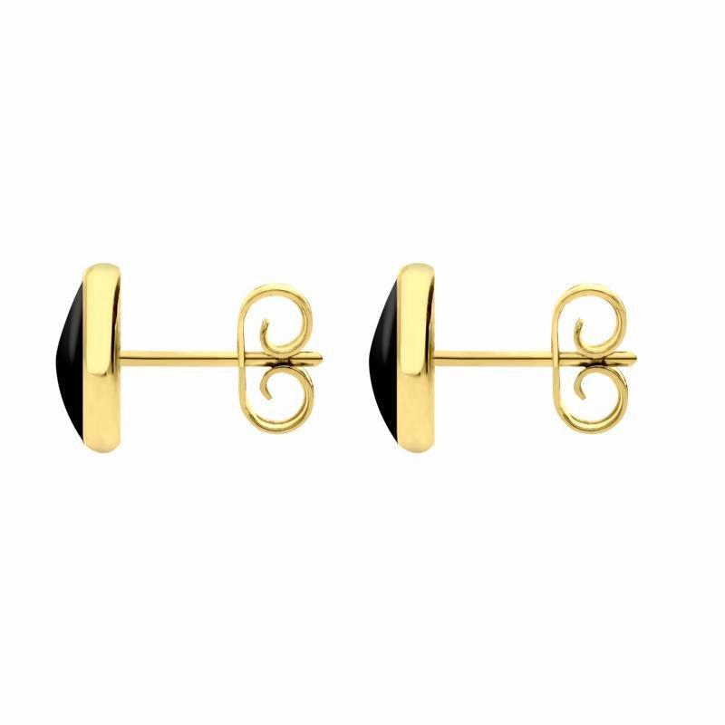 9ct Yellow Gold Whitby Jet 8mm Classic Large Round Stud Earrings