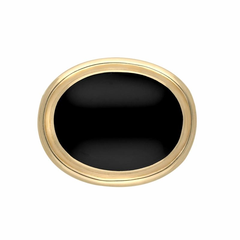 9ct Yellow Gold Whitby Jet Classic Framed Oval Brooch