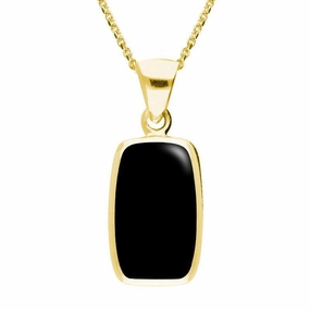 9ct Yellow Gold Whitby Jet Dinky Barrel Necklace