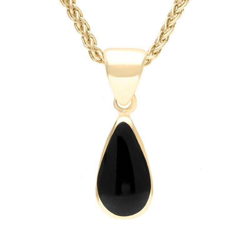 9ct Yellow Gold Whitby Jet Dinky Pear Necklace