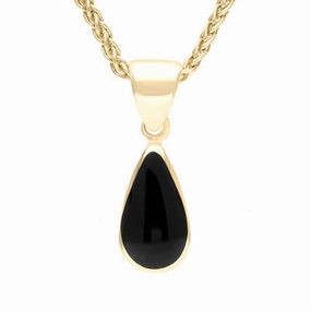 9ct Yellow Gold Whitby Jet Dinky Pear Necklace
