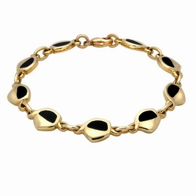 9ct Yellow Gold Whitby Jet Freeform Pentagon Bracelet D