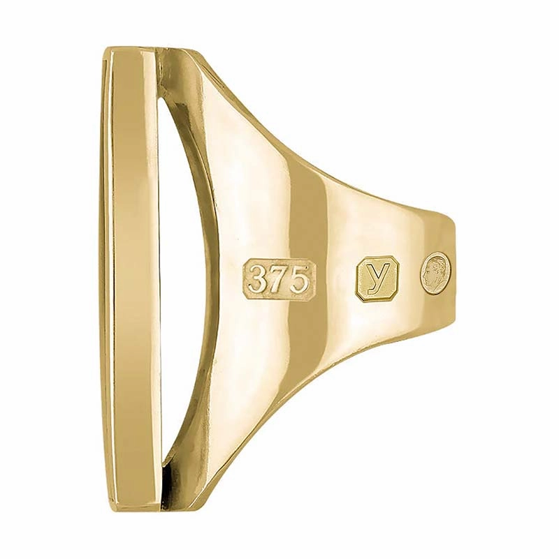 9ct Yellow Gold Whitby Jet King's Coronation Hallmark Large Square Ring D