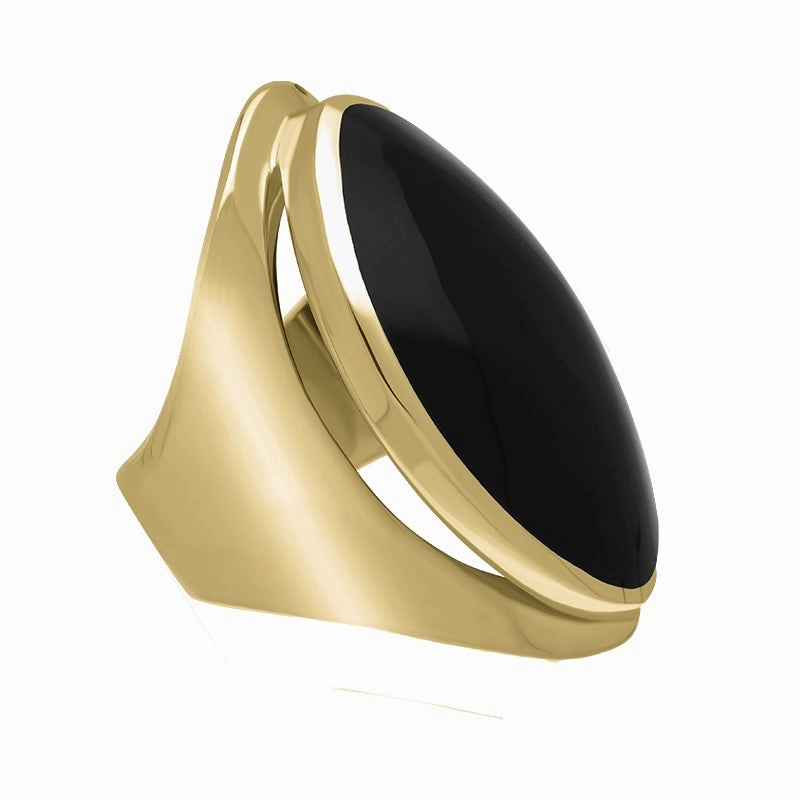 9ct Yellow Gold Whitby Jet Large Oval Statement Ring