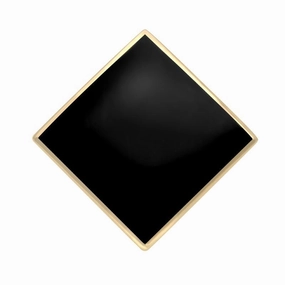 9ct Yellow Gold Whitby Jet Large Rhombus Ring