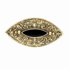 9ct Yellow Gold Whitby Jet Marquise Celtic Brooch D