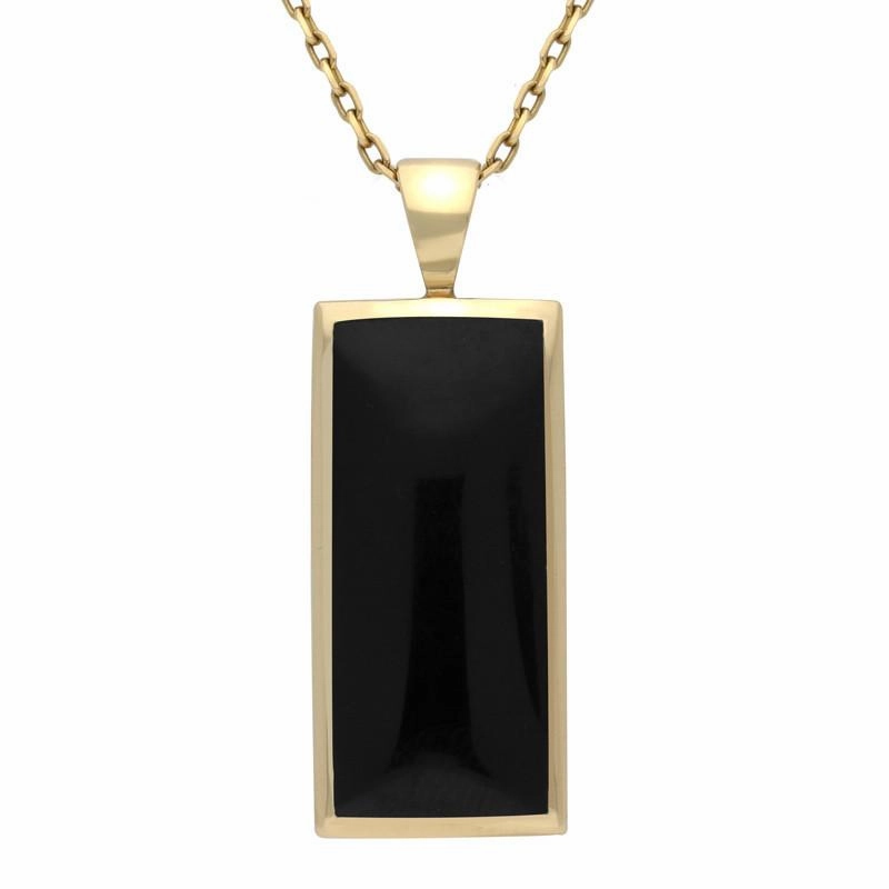 9ct Yellow Gold Whitby Jet Medium Oblong Necklace